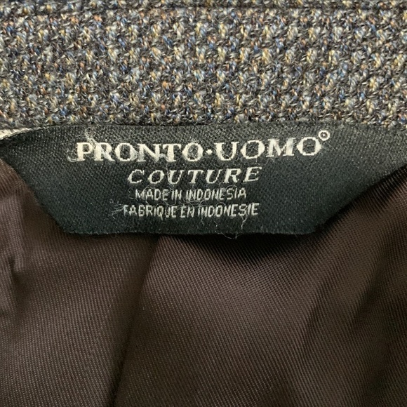 Pronto Uomo Couture 100% Wool Blazer Navy/Grey Size 44 Short - Picture 10 of 15